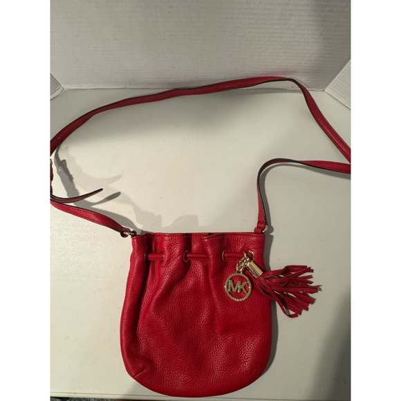 Michael Kors Red Leather Bucket Bag Small - Picture 1 of 13